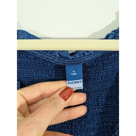 Old Navy Womens Smocked Bodice Maxi Dress Tiered Denim Lyocell Medium Tall - Picture 3 of 7